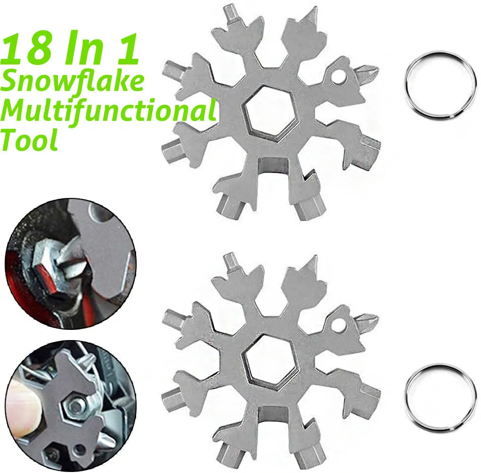 18 in 1 Snowflake MultiTool bottle opener keychain screw driver set -Black - #TOKIT-99181