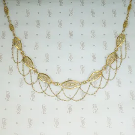 19th Century French 18k Gold Filigree & Pearl Swag Choker