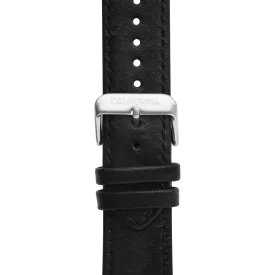 22mm Leather Black Silver