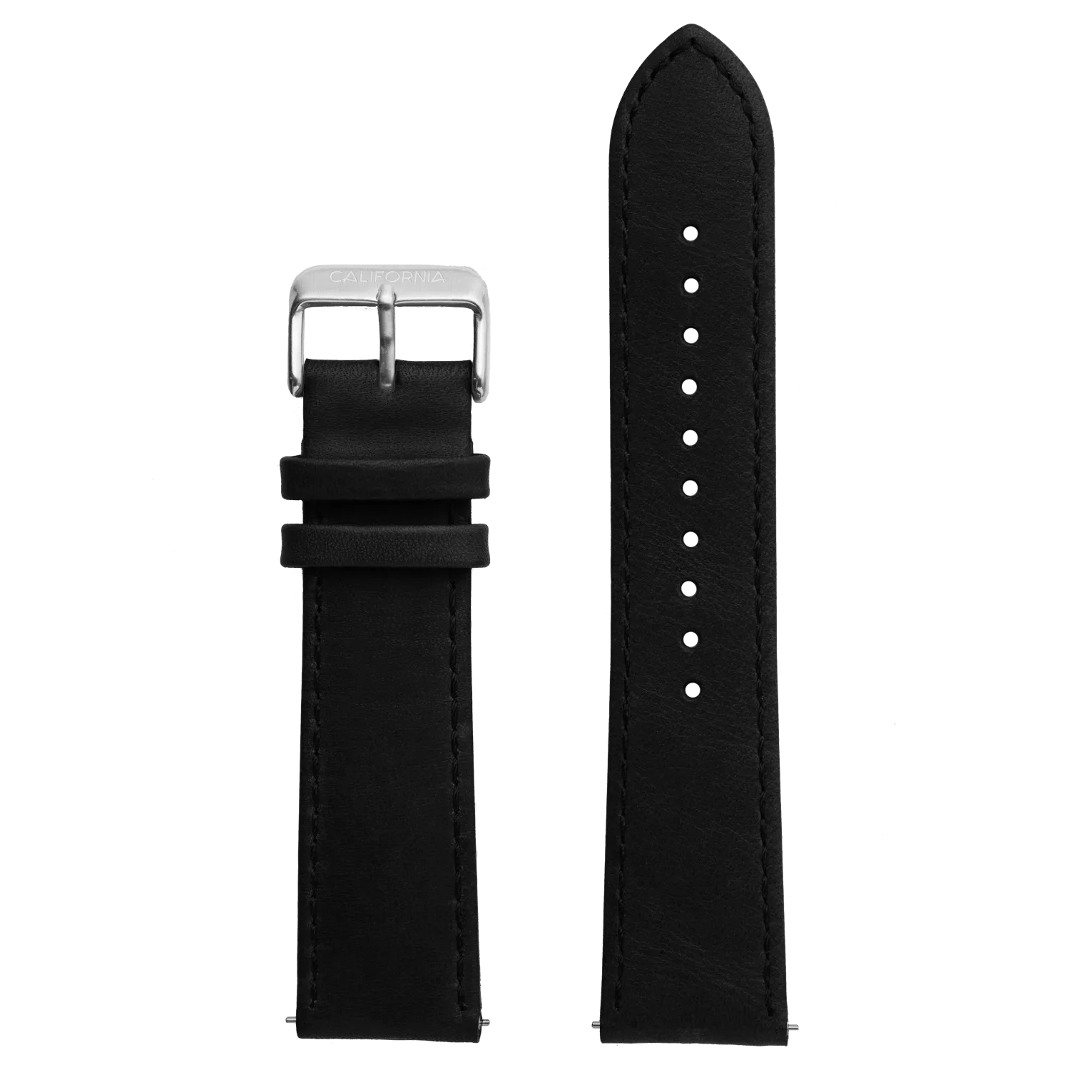 22mm Leather Black Silver