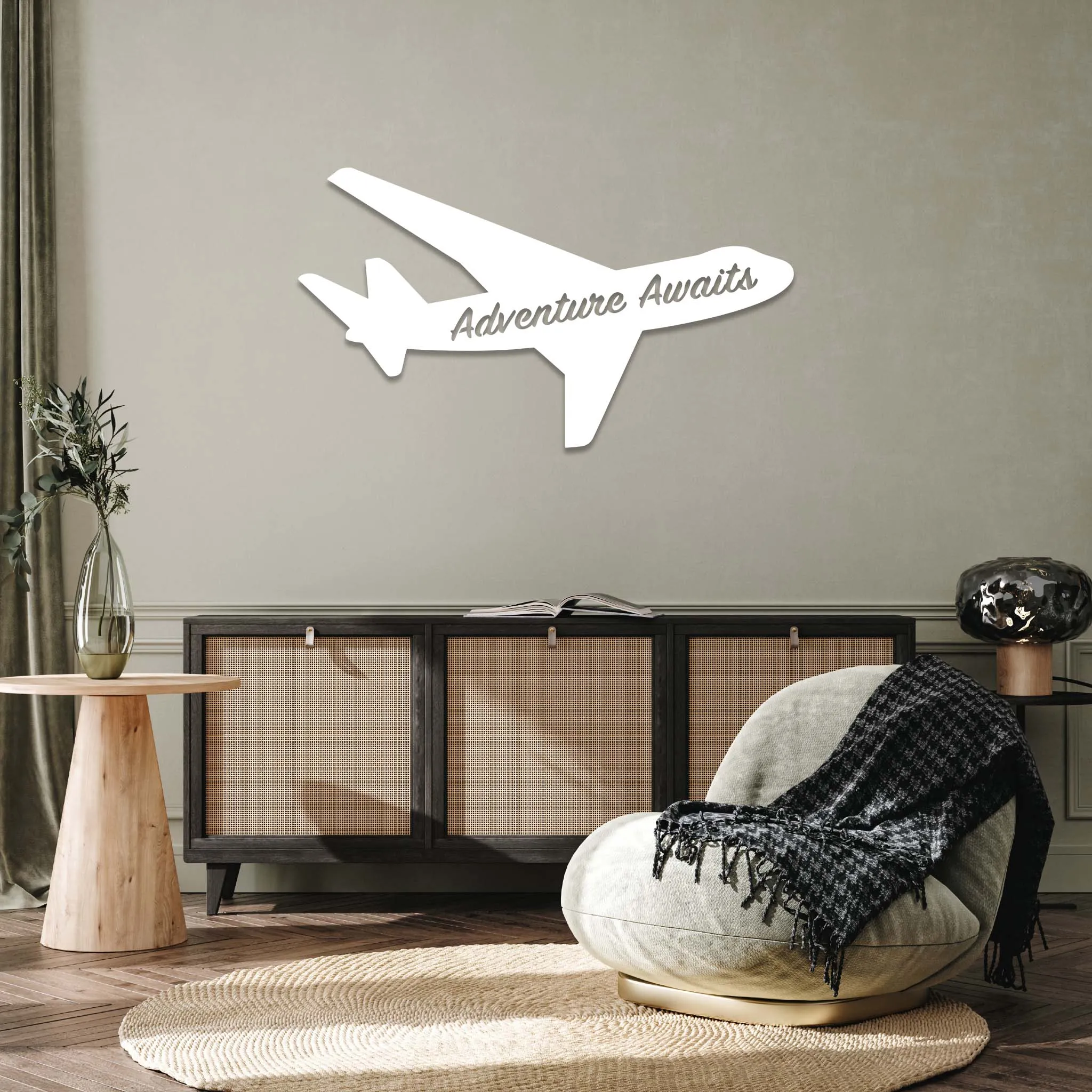 Adventure Awaits Airplane - Metal Wall Art