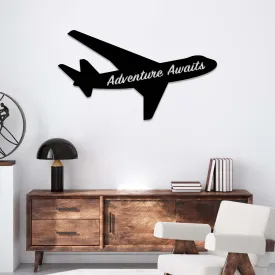 Adventure Awaits Airplane - Metal Wall Art