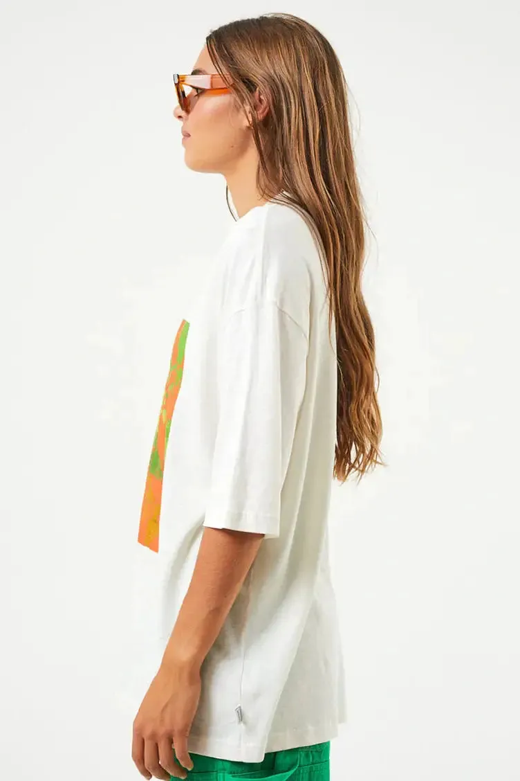 Afends Sleepy Hollow - Unisex Hemp Oversized Graphic T-Shirt - Off White