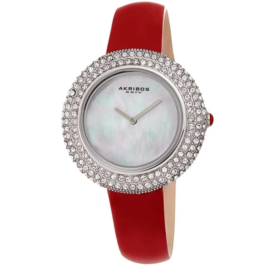 Akribos Xxiv Quartz Crystal White Dial Ladies Watch AK1049RD