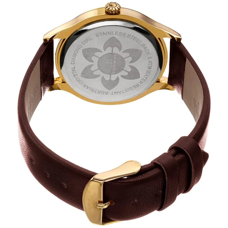 Akribos Xxiv Quartz Diamond Brown Dial Ladies Watch AK1011BR