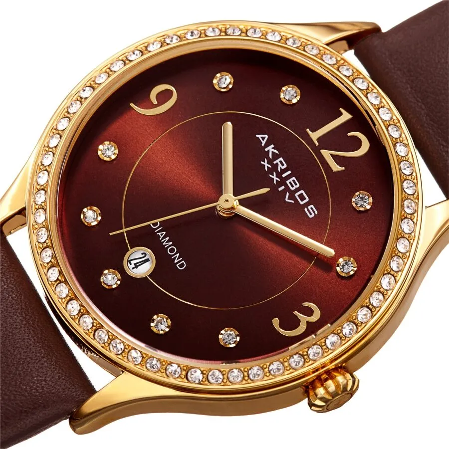 Akribos Xxiv Quartz Diamond Brown Dial Ladies Watch AK1011BR