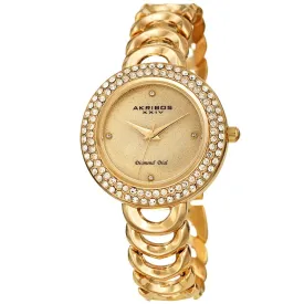 Akribos Xxiv Quartz Diamond Gold Dial Ladies Watch AK1050YG