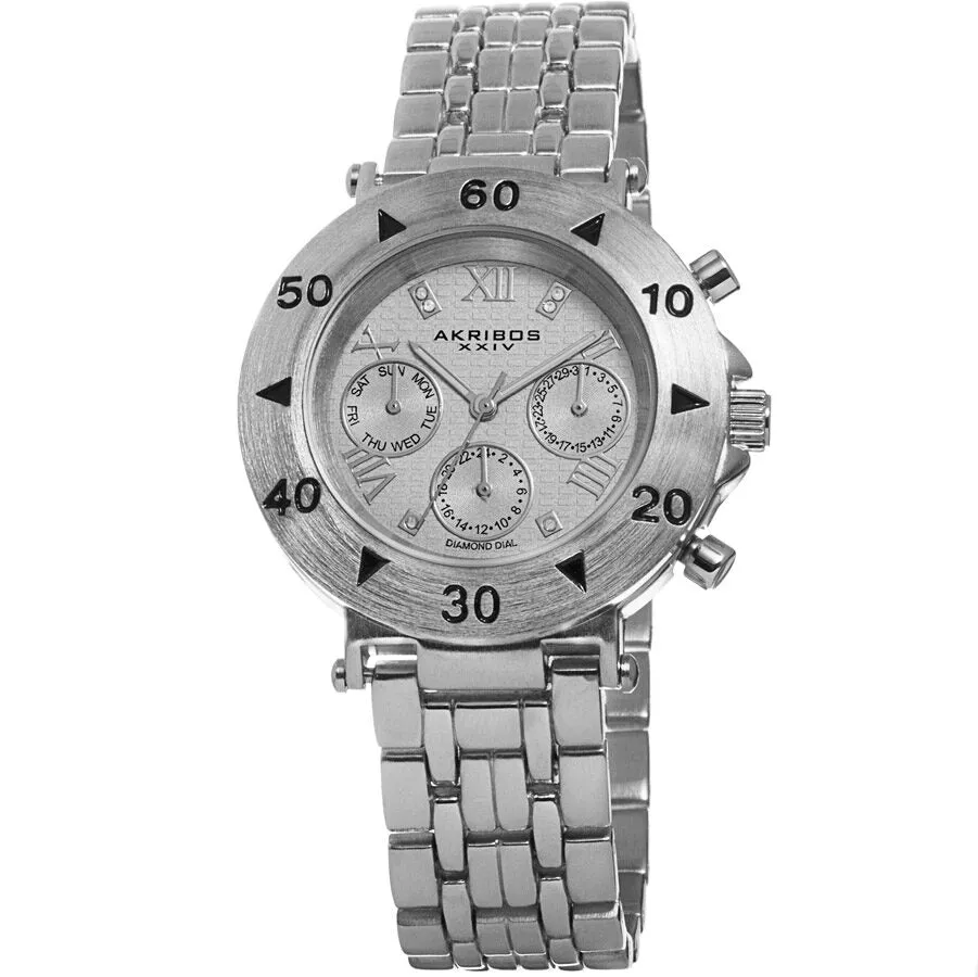 Akribos XXIV Quartz Diamond Silver Dial Ladies Watch AK686SS