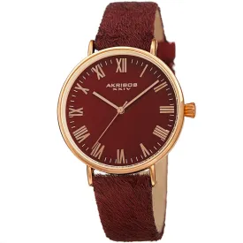 Akribos Xxiv Quartz Red Dial Red Leather Ladies Watch AK1081RD