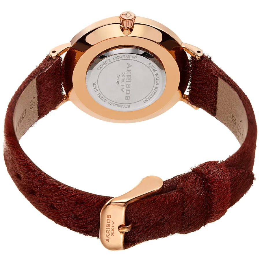 Akribos Xxiv Quartz Red Dial Red Leather Ladies Watch AK1081RD