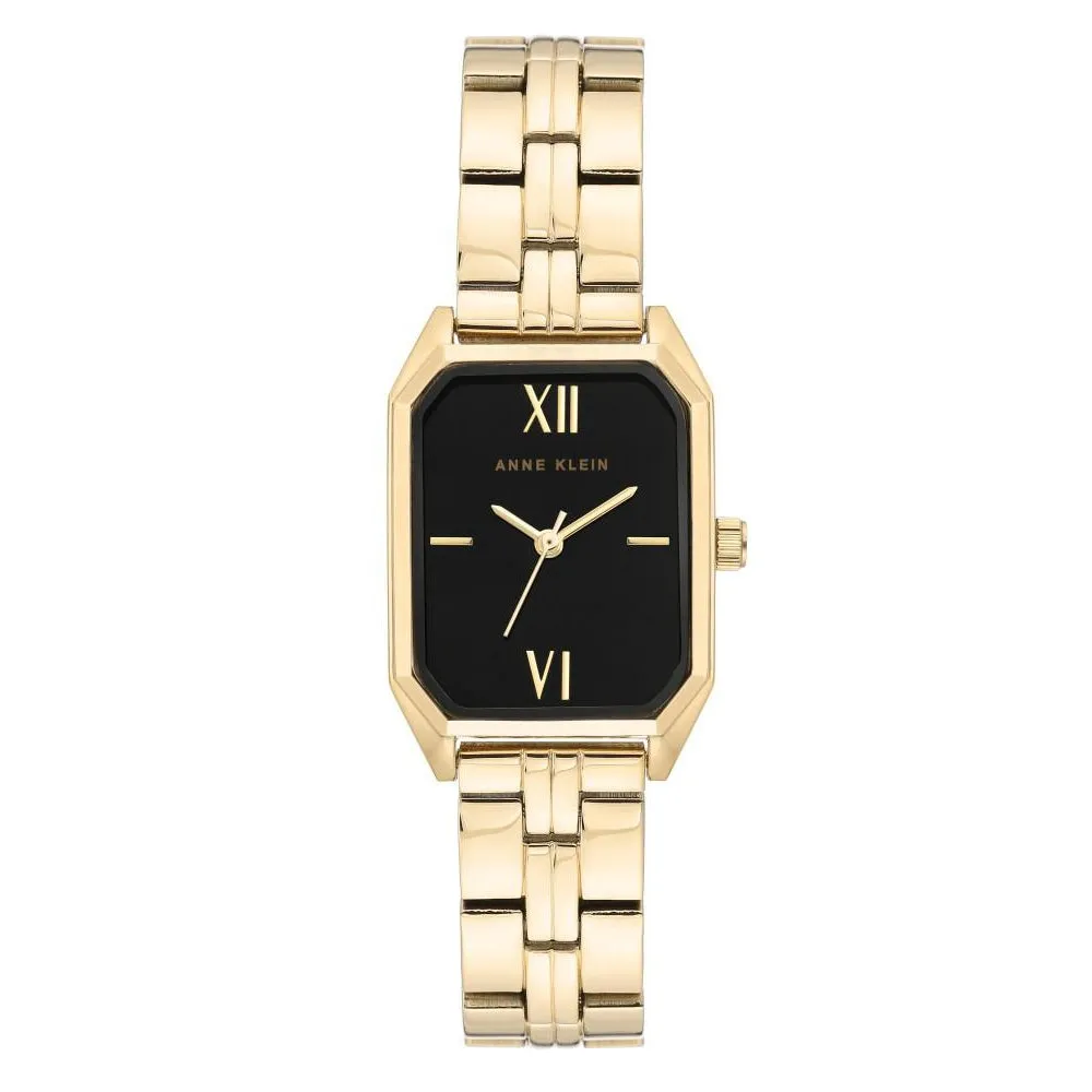 Anne Klein Gold Stainless Steel Black Dial Women's Watch - AK3774BKGB