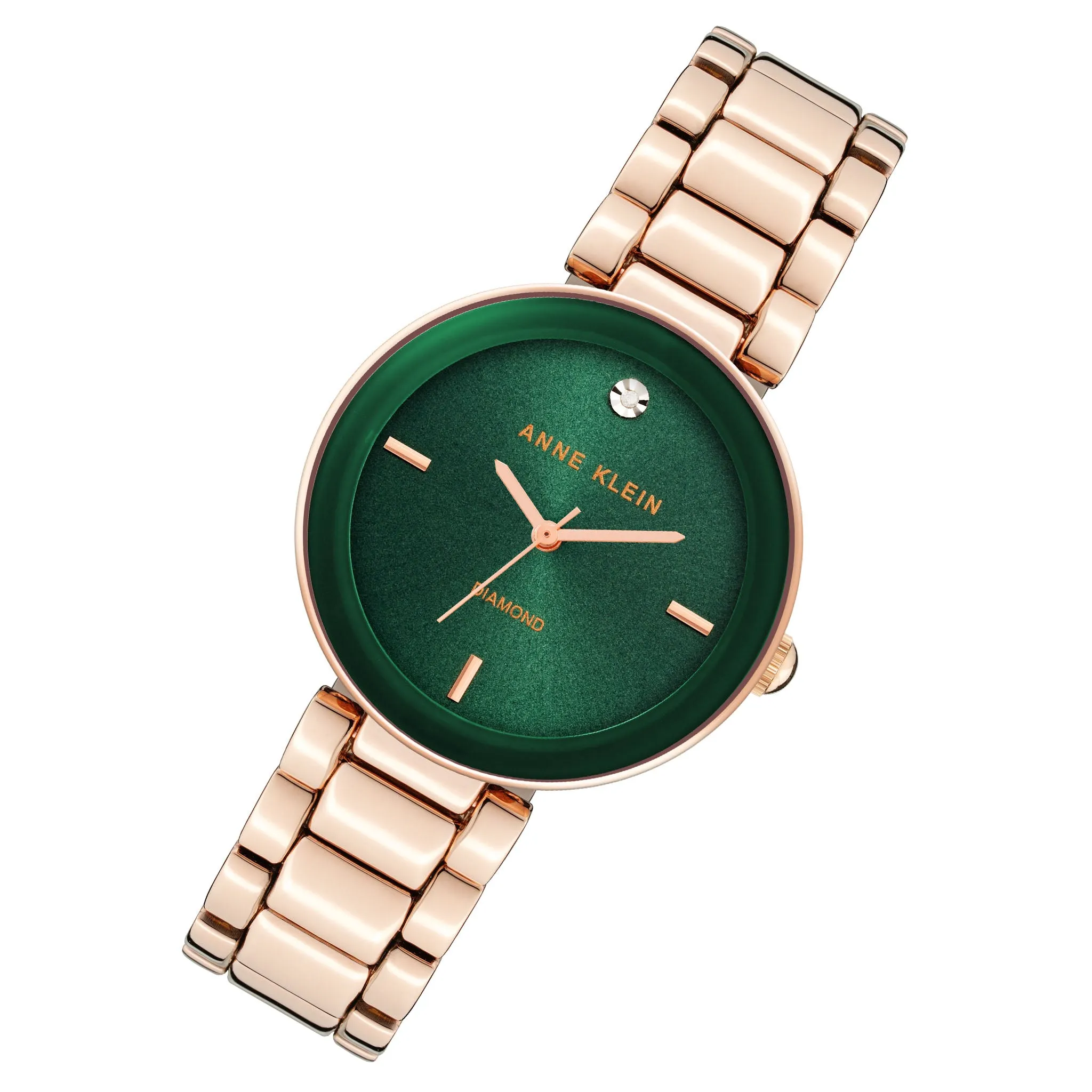 Anne Klein Rose Gold Band Green Dial Women's Watch - AK1362GNRG