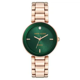 Anne Klein Rose Gold Band Green Dial Women's Watch - AK1362GNRG