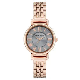 Anne Klein Rose Gold Band Grey Dial Women's Watch - AK2158GYRG