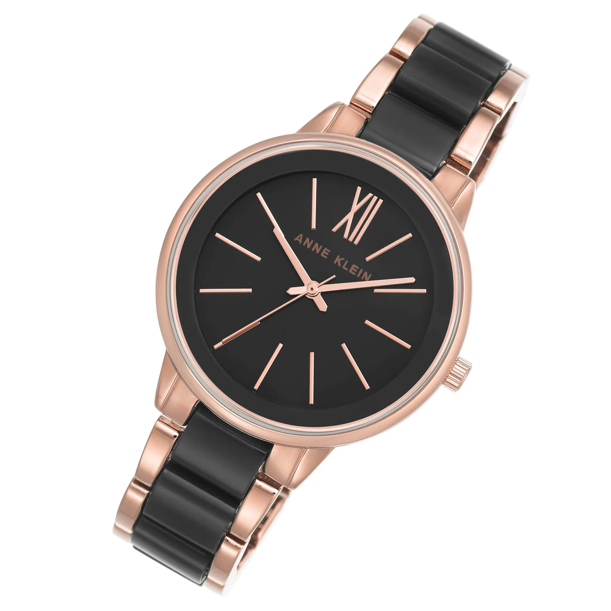 Anne Klein Rose Gold with Black Band Women's Watch - AK1412BKRG