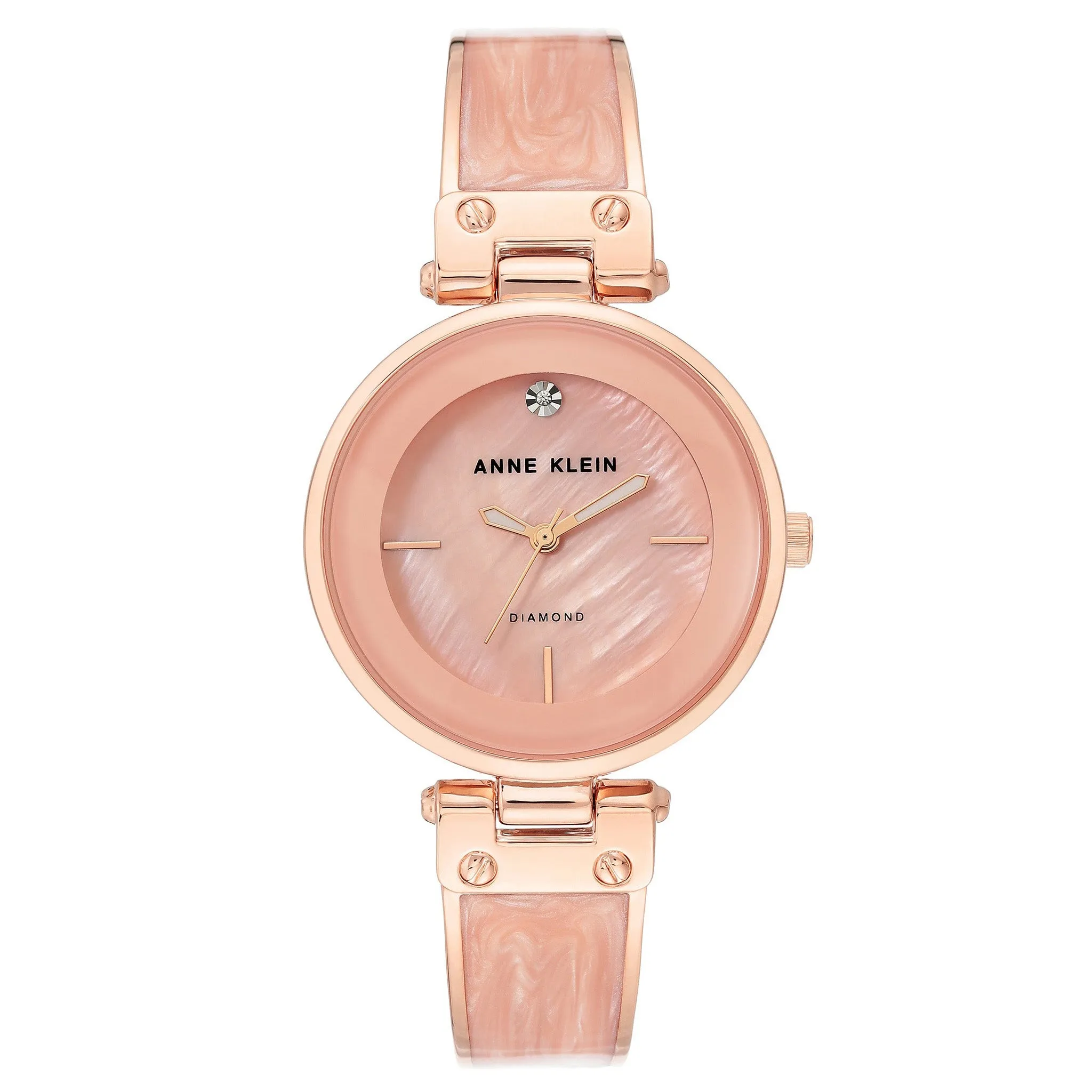 Anne Klein Rose Gold with Light Pink Marble Band Women's Watch - AK2512LPRG