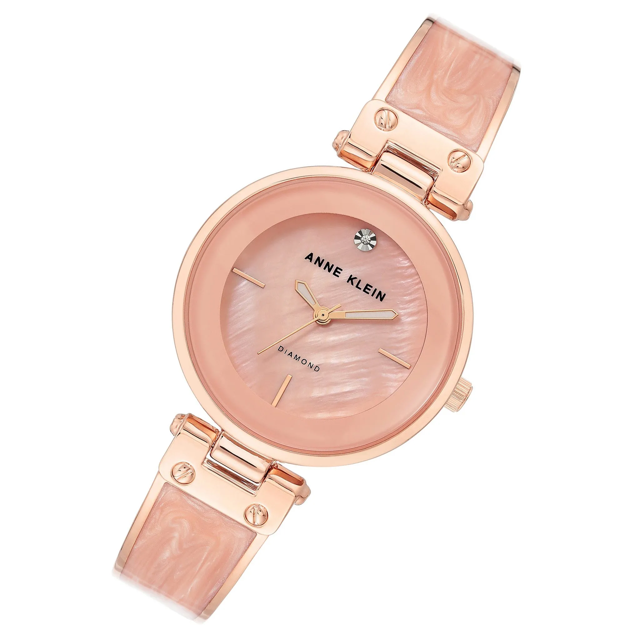 Anne Klein Rose Gold with Light Pink Marble Band Women's Watch - AK2512LPRG