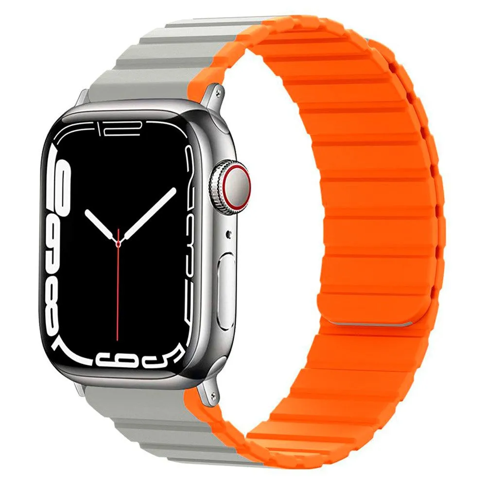 Apple Watch (38/40/SE/41mm) Lippa Magnetisk Silikone Multi Rem - Grå / Orange