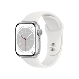 Apple Watch Series 8 GPS 41mm Silver Aluminium Case with White Sport Band - Regular