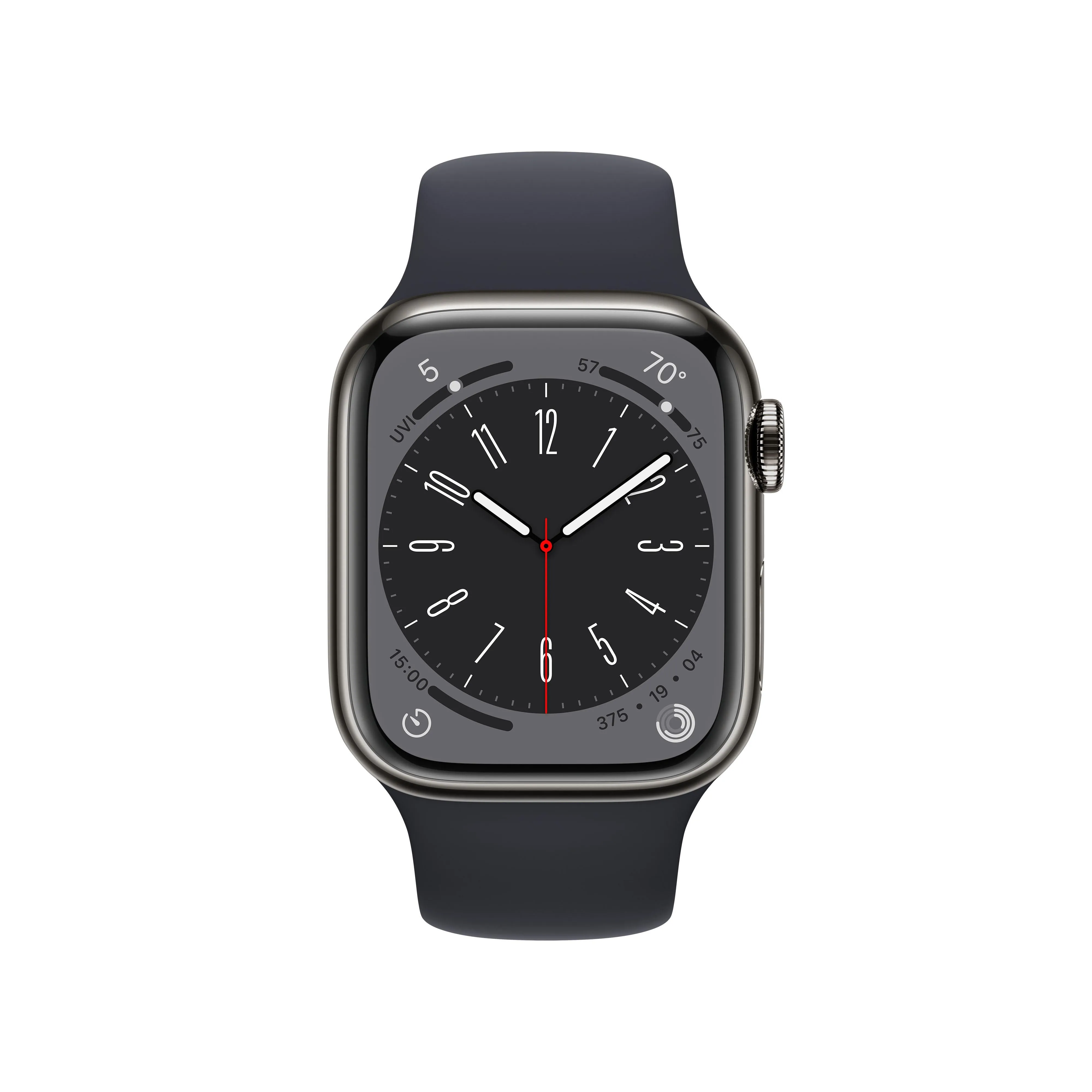 Apple Watch Series 8 GPS   Cellular 41mm Graphite Stainless Steel Case with Midnight Sport Band - Regular