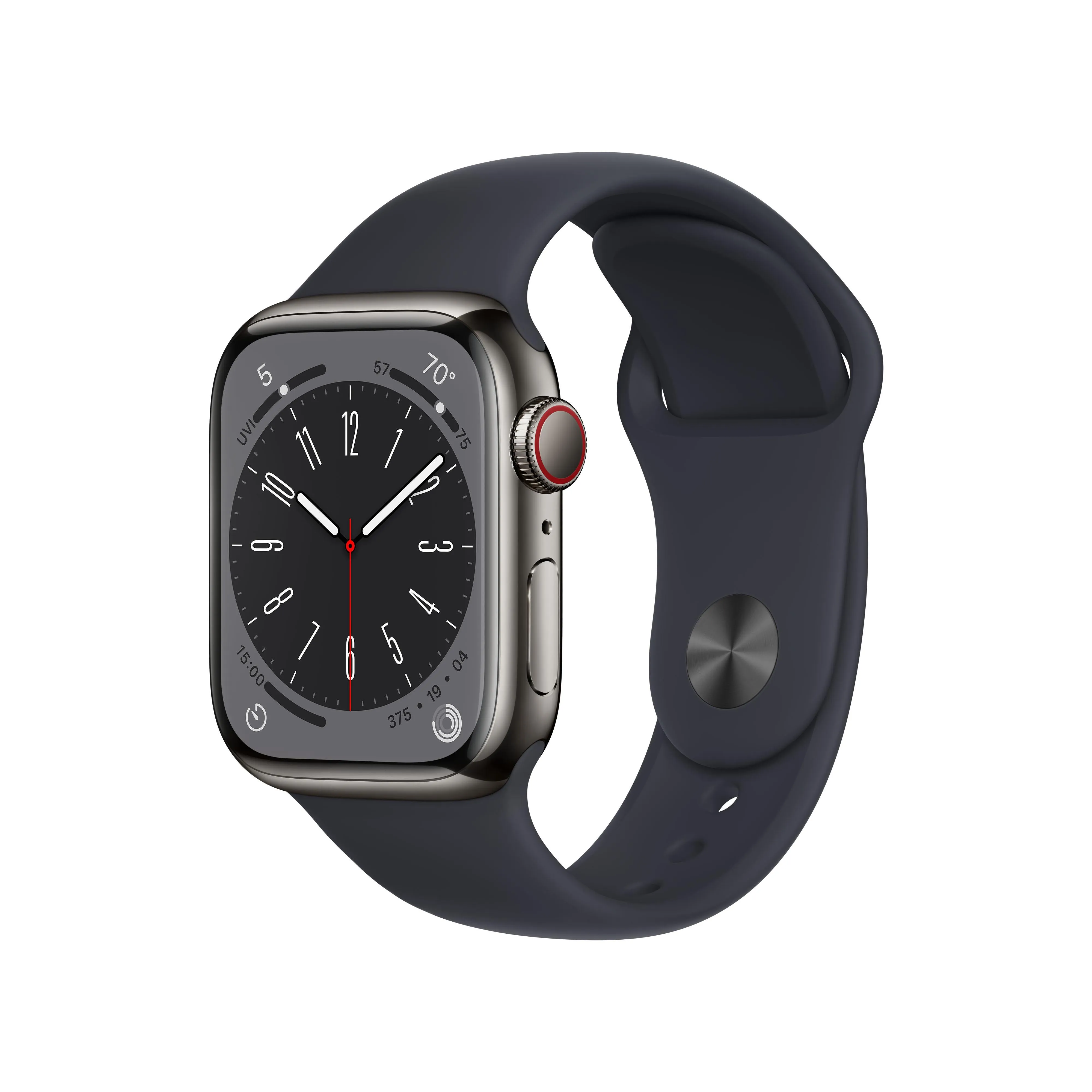 Apple Watch Series 8 GPS   Cellular 41mm Graphite Stainless Steel Case with Midnight Sport Band - Regular