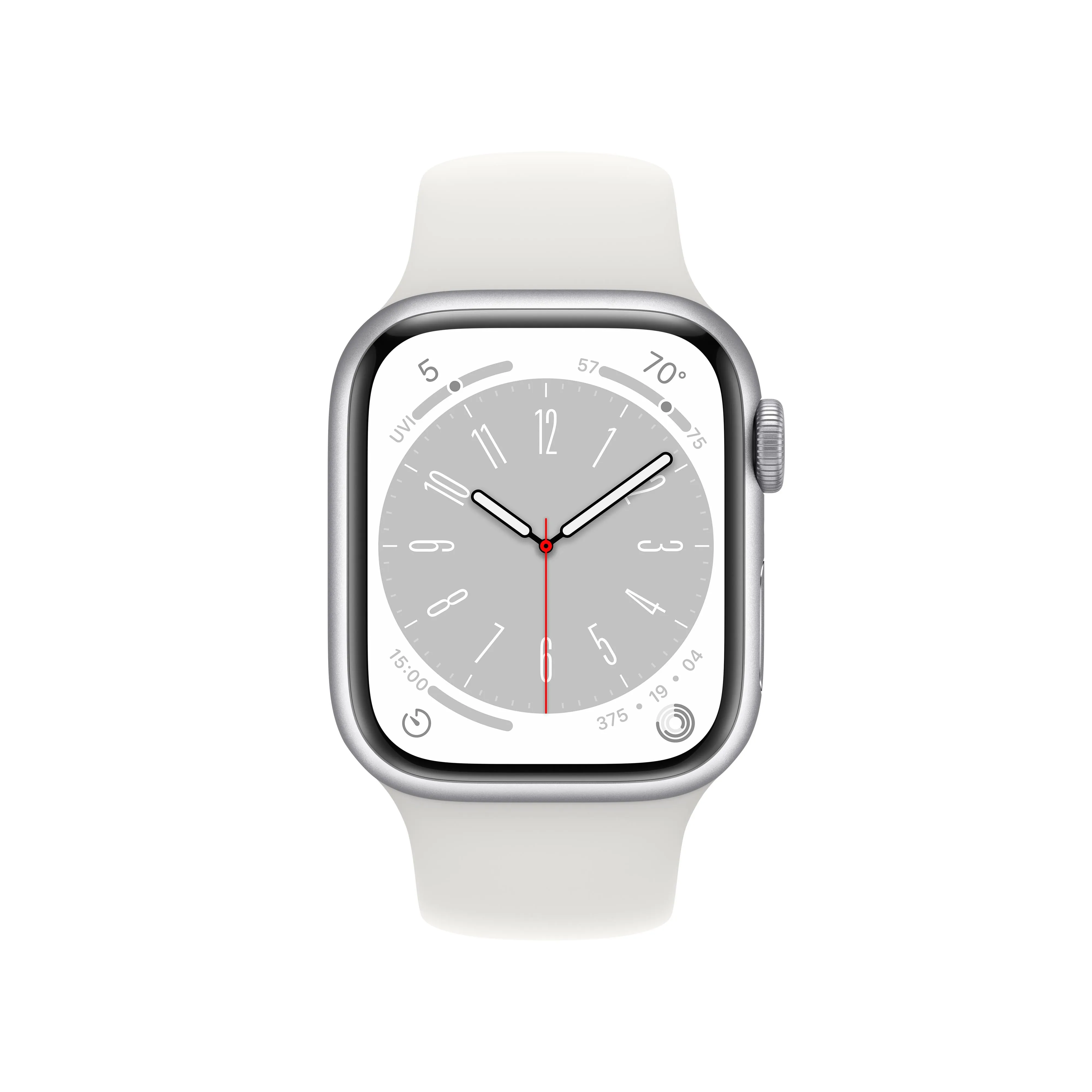 Apple Watch Series 8 GPS   Cellular 41mm Silver Aluminium Case with White Sport Band - Regular