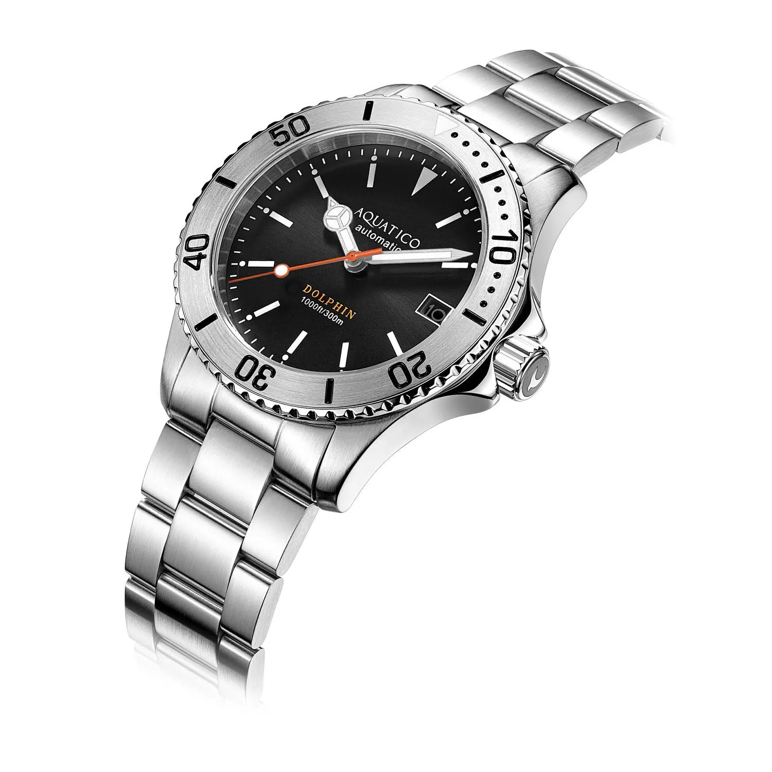 Aquatico Dolphin 39mm Automatic Dive Watch Black