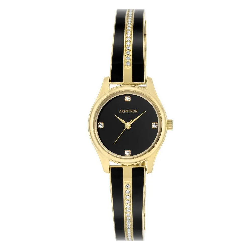 Armitron Brass Two-Tone Bangle Black Dial Women's Watch - 755208BKGPBK