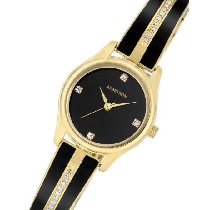 Armitron Brass Two-Tone Bangle Black Dial Women's Watch - 755208BKGPBK