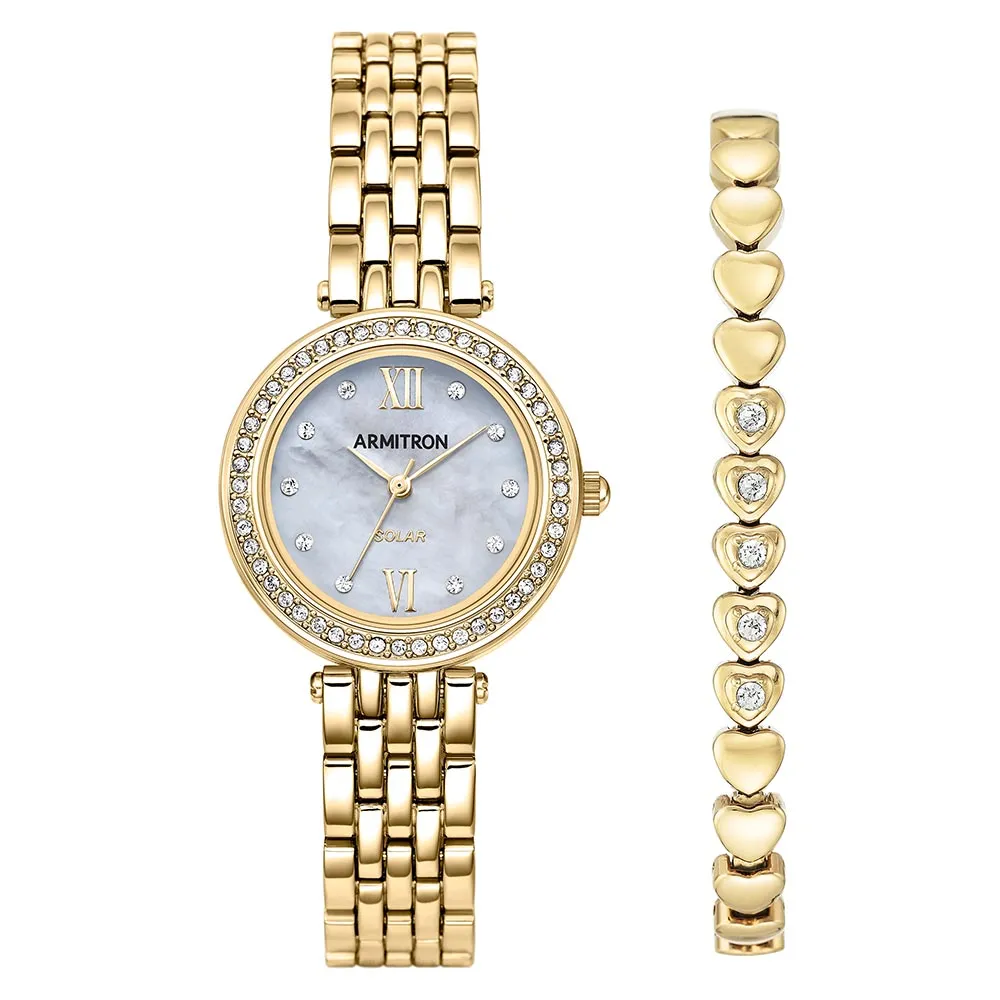 Armitron Gold Steel Women's Watch with Bracelet Gift Set - 755623MPGPST