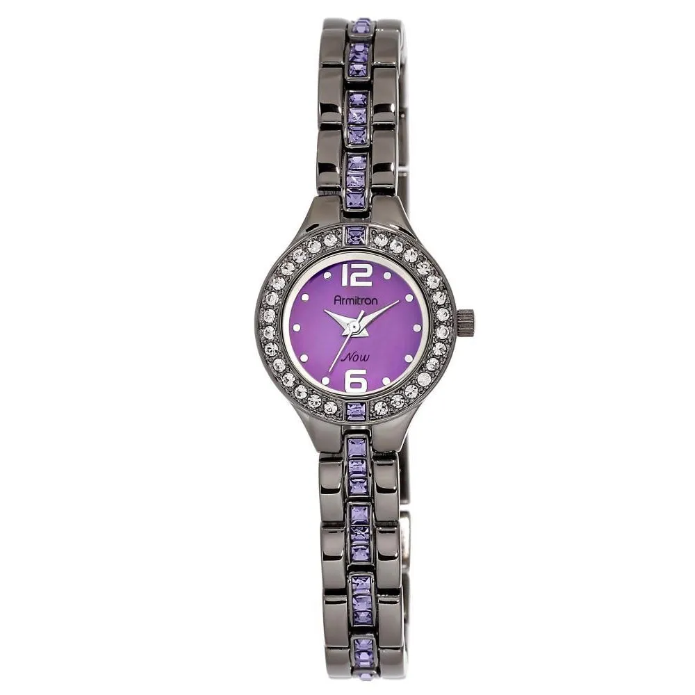 Armitron Gunmetal Band Purple Mother of Pearl Dial Women's Watch - 755205VMDG