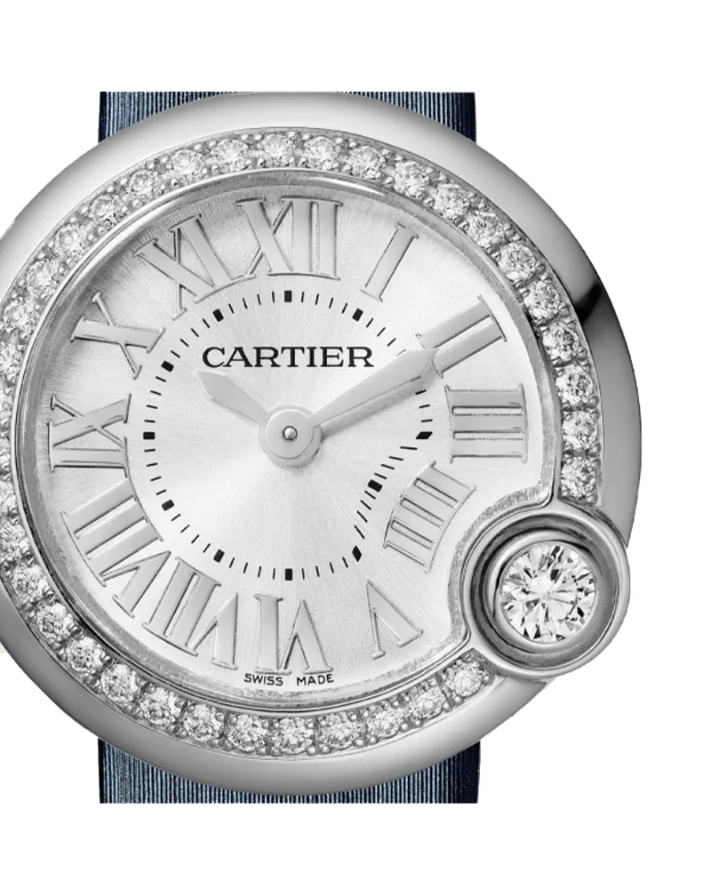 BALLON BLANC DE CARTIER WATCH 26 MM, STEEL, DIAMONDS, LEATHER