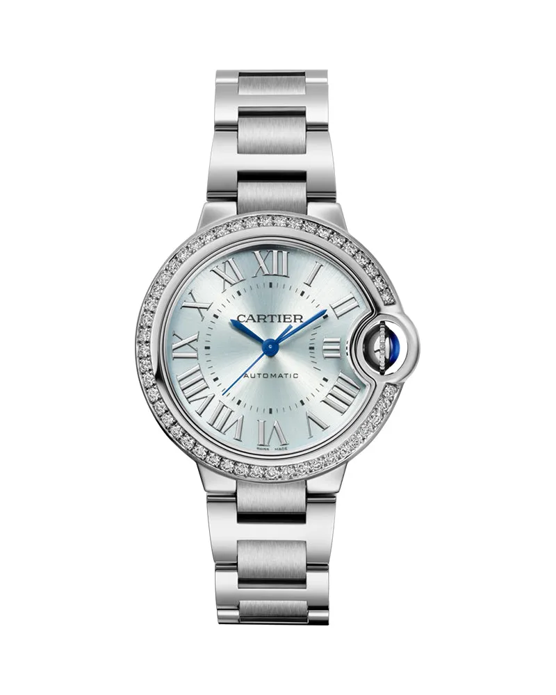 BALLON BLEU DE CARTIER, 33 MM, AUTOMATIC, STEEL, DIAMONDS