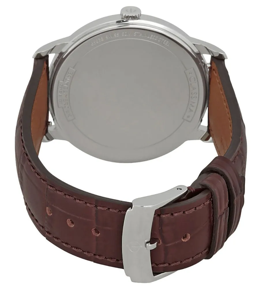 Baume & Mercier Classima Silver-Tone Dial Brown Leather Strap Date Quartz Mens Watch M0A10415