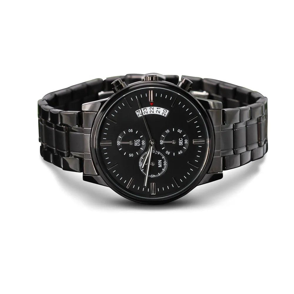 Best Bucking Dad Engraved Design Black Chronograph Watch For Dad