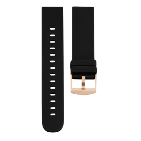 Black OOZOO rubber strap with rose gold clasp