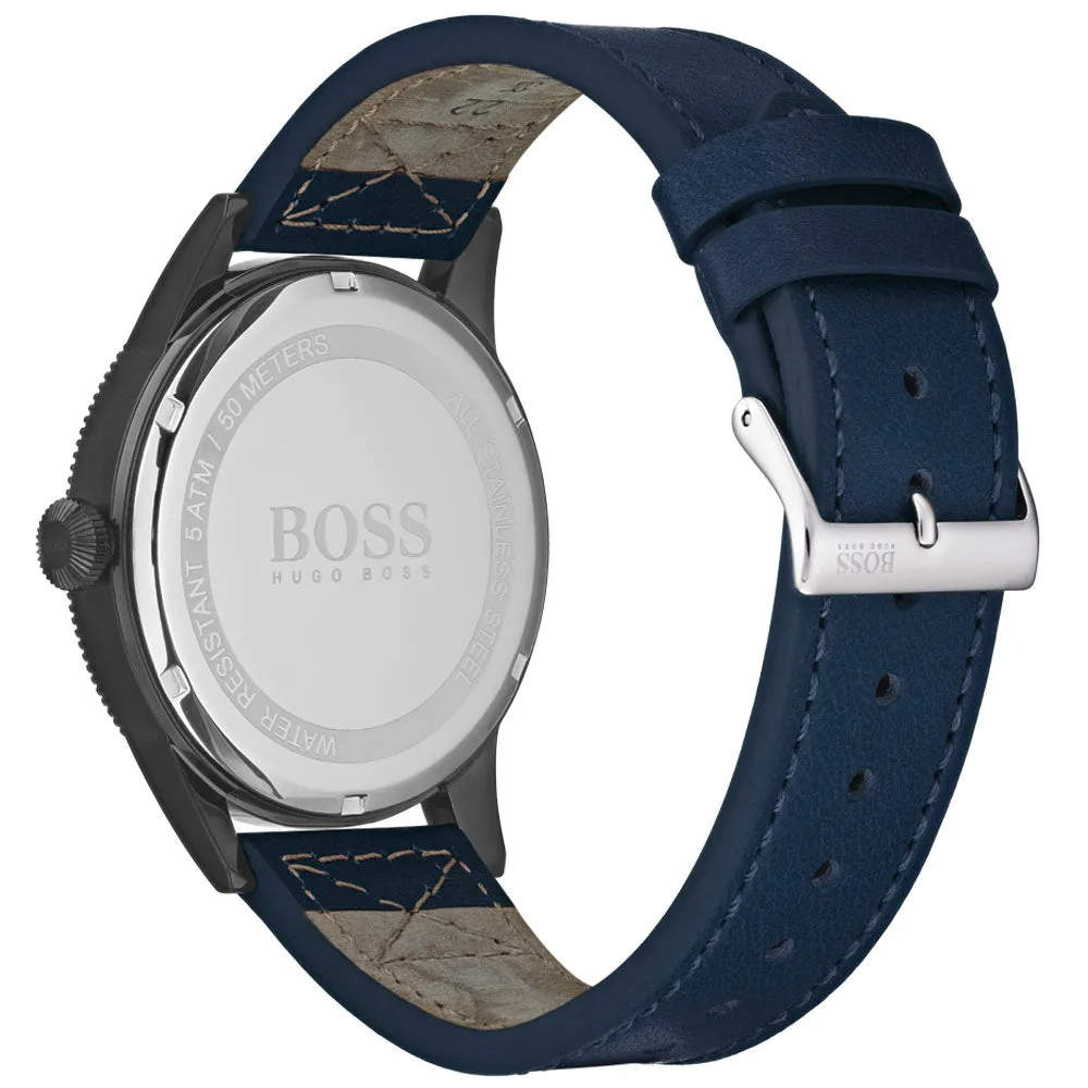 Boss Legacy Blue Leather Grey Dial Men's Watch - 1513684