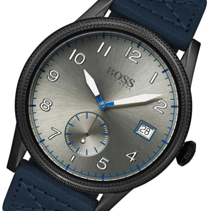 Boss Legacy Blue Leather Grey Dial Men's Watch - 1513684