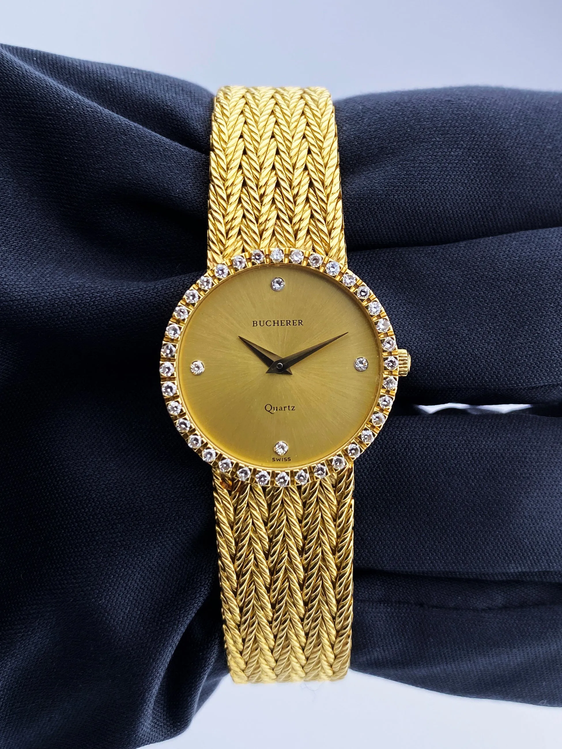 Bucherer 18K Yellow Gold Diamond Dial Ladies Watch