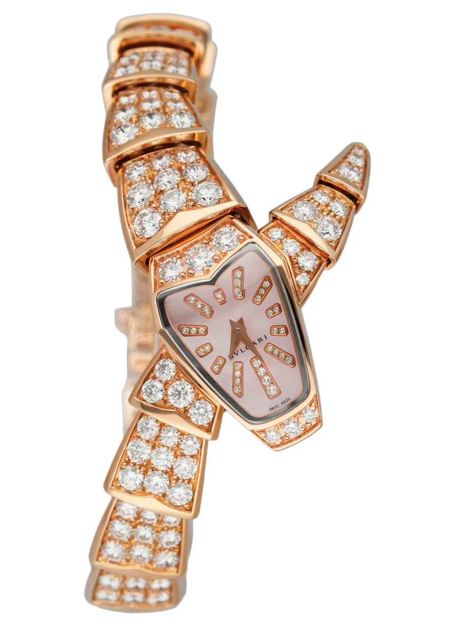 Bvlgari Serpenti MOP Diamond 18K Rose Gold Ladies Watch Box Papers