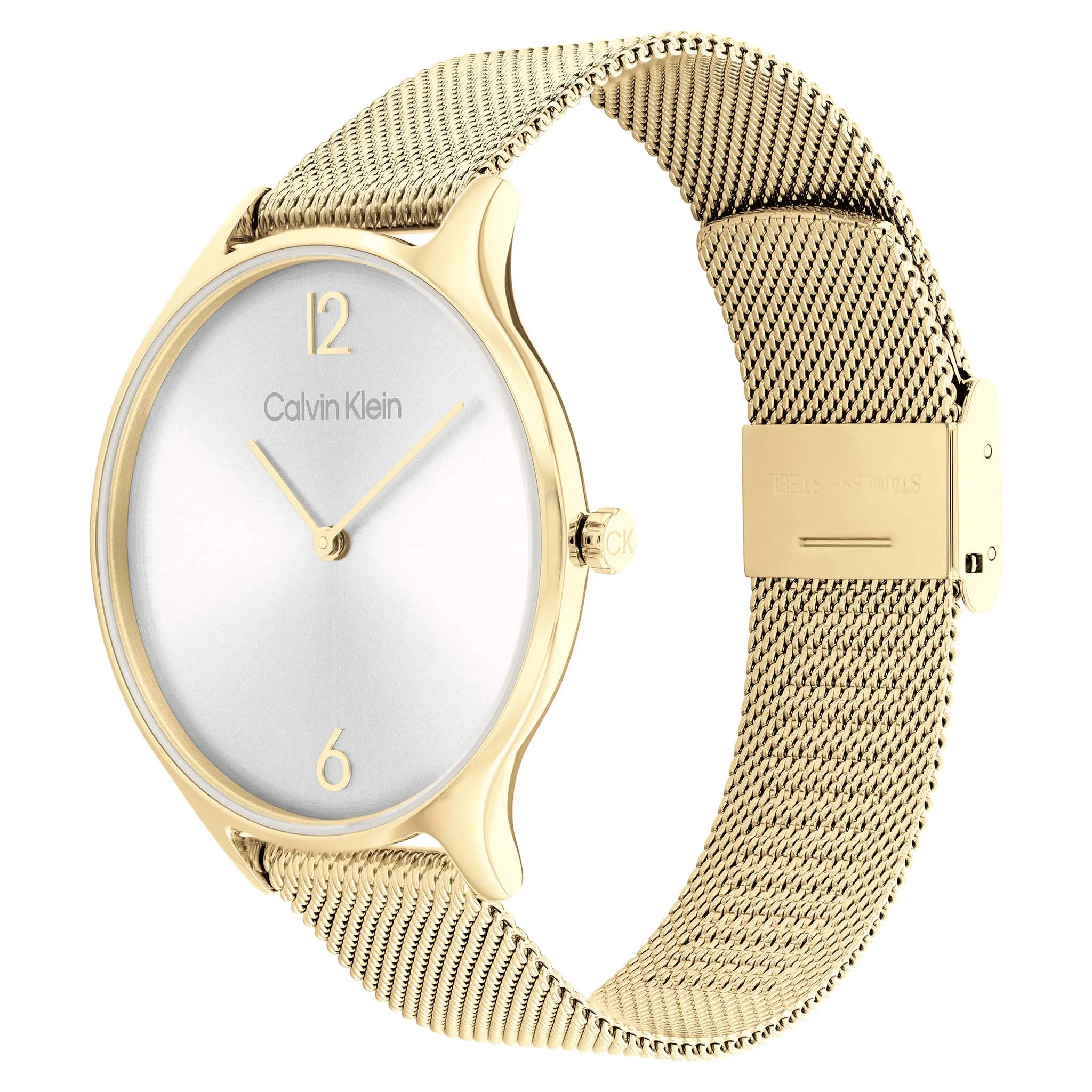 Calvin Klein Gold Mesh Silver Dial Women's Watch - 25200003