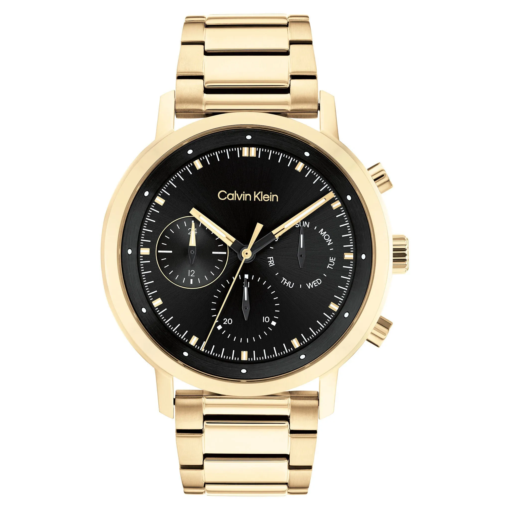 Calvin Klein Gold Steel Black Dial Men's Multi-function Watch - 25200065