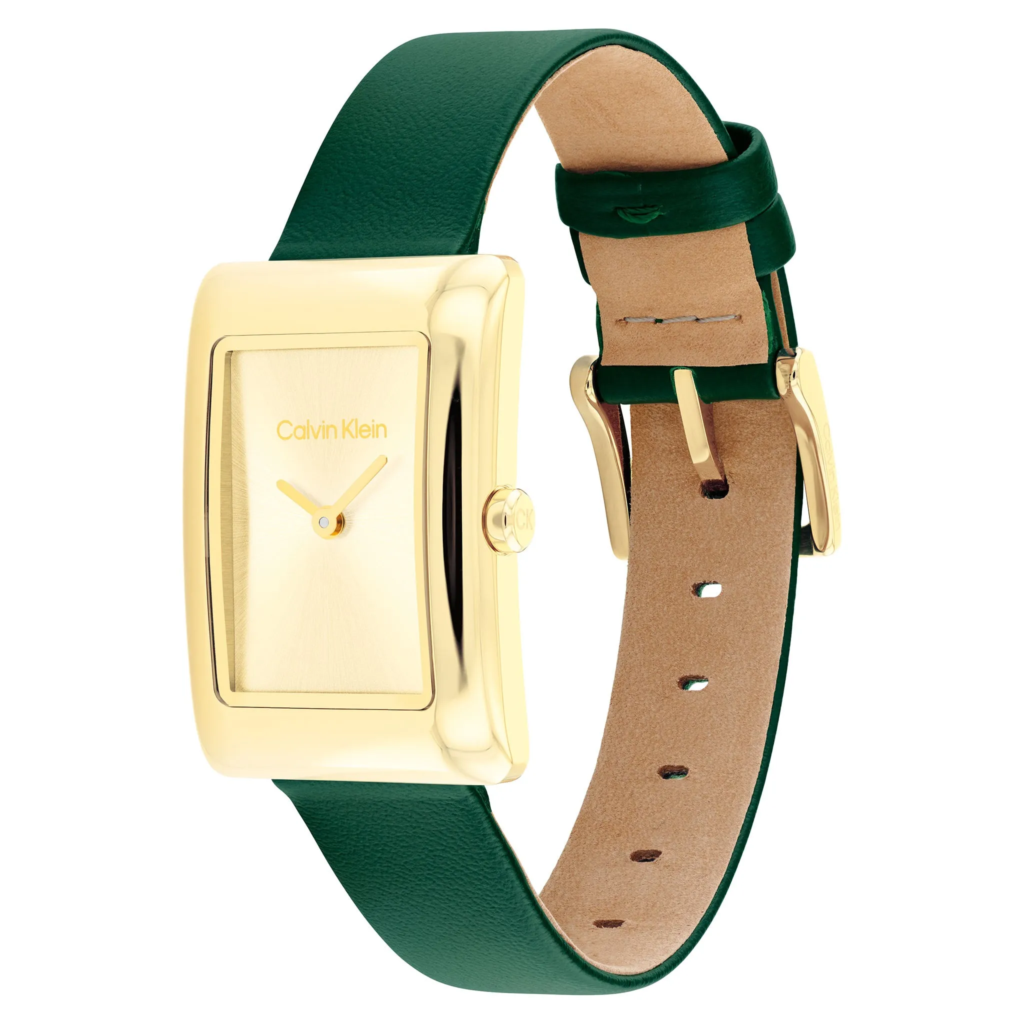 Calvin Klein Green Leather Gold Dial Women's Watch - 25200397