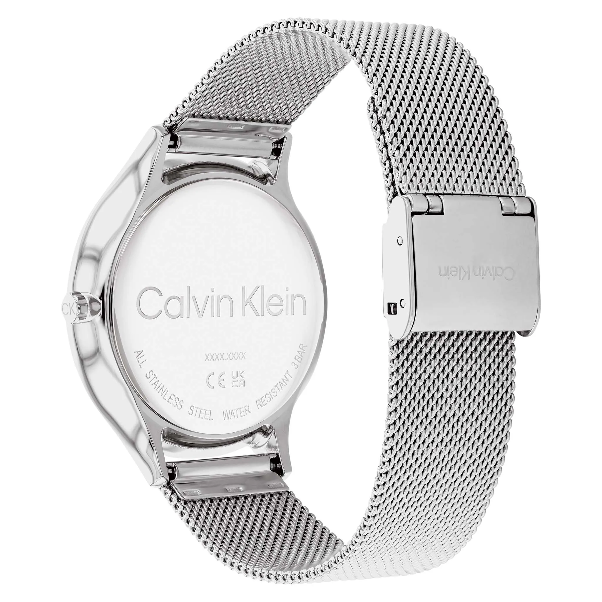 Calvin Klein Silver Mesh Black & White Dial Women's Watch - 25200007