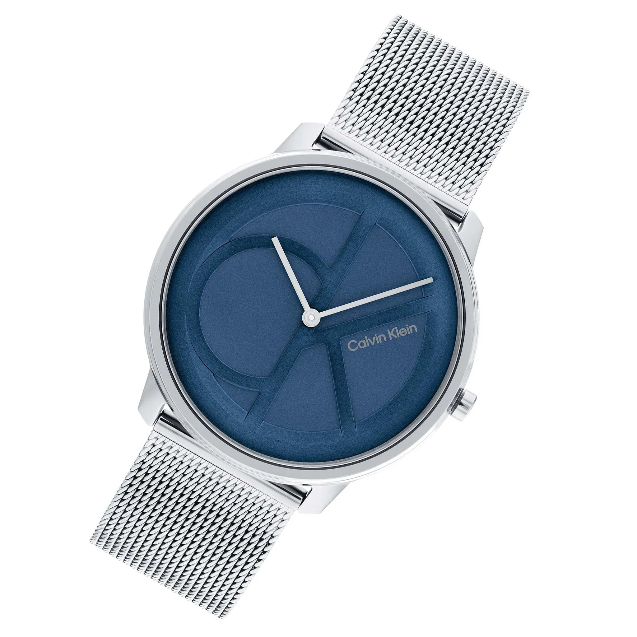 Calvin Klein Silver Mesh Blue Dial Unisex Watch - 25200031