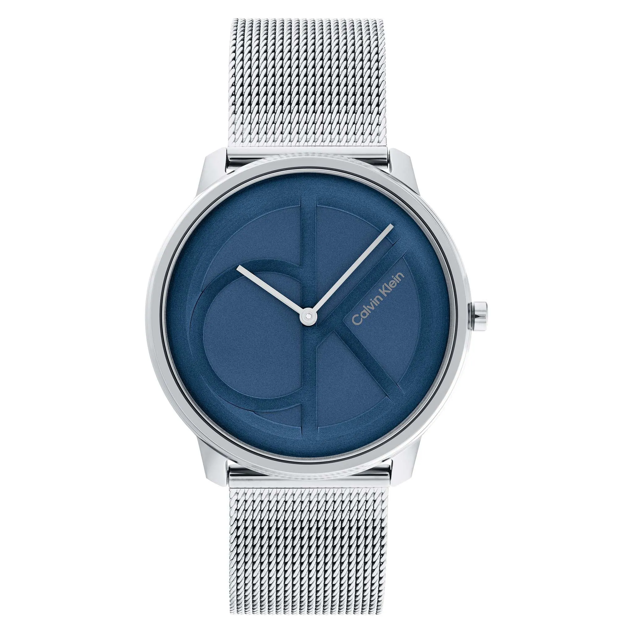 Calvin Klein Silver Mesh Blue Dial Unisex Watch - 25200031