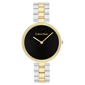 Calvin Klein Two-Tone Steel Black Dial Women's Watch - 25100012