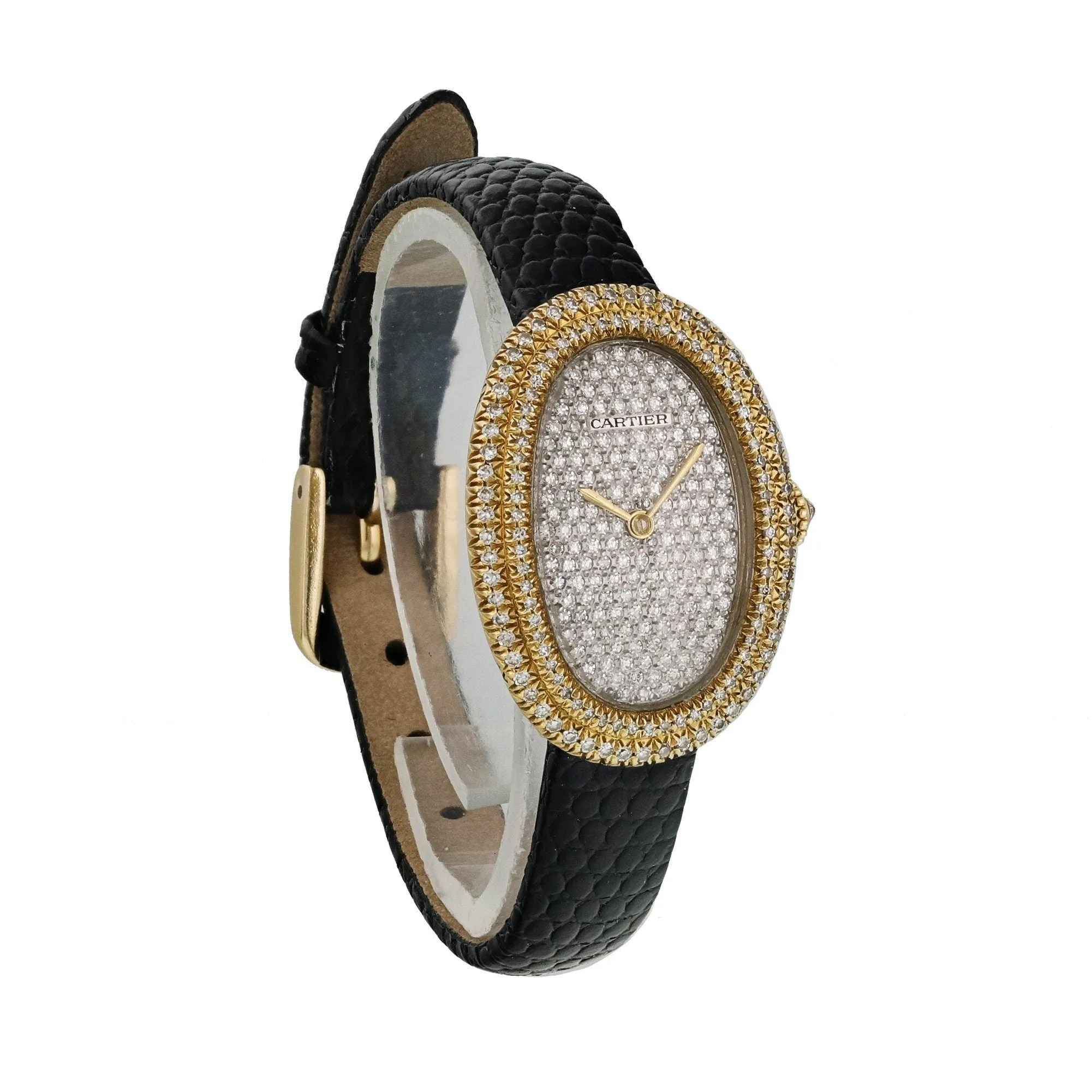 Cartier Baignoire 7743 Yellow Gold Diamond Dial Ladies Watch