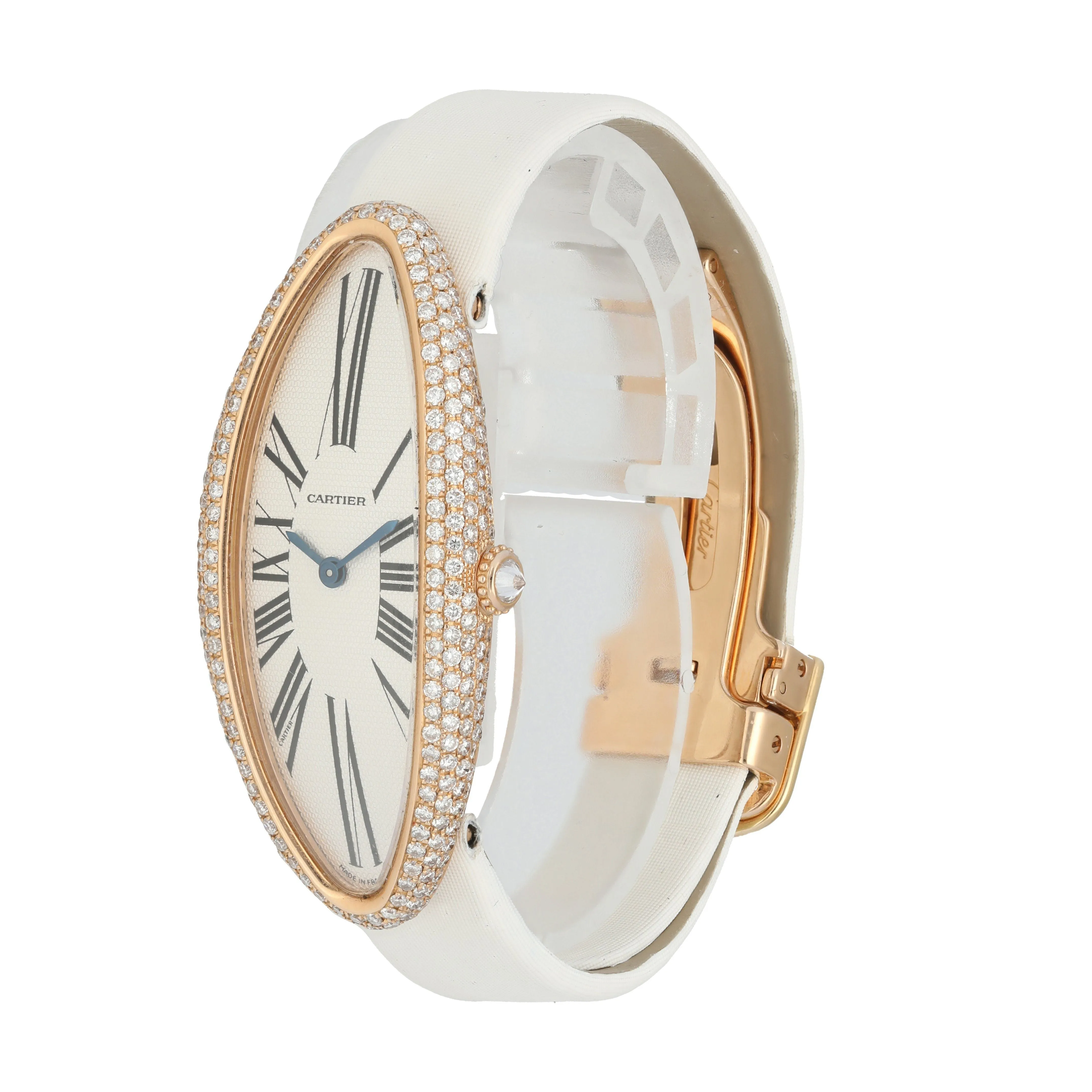 Cartier Baignoire Allongee 2515 Pink Gold Diamond Ladies Watch