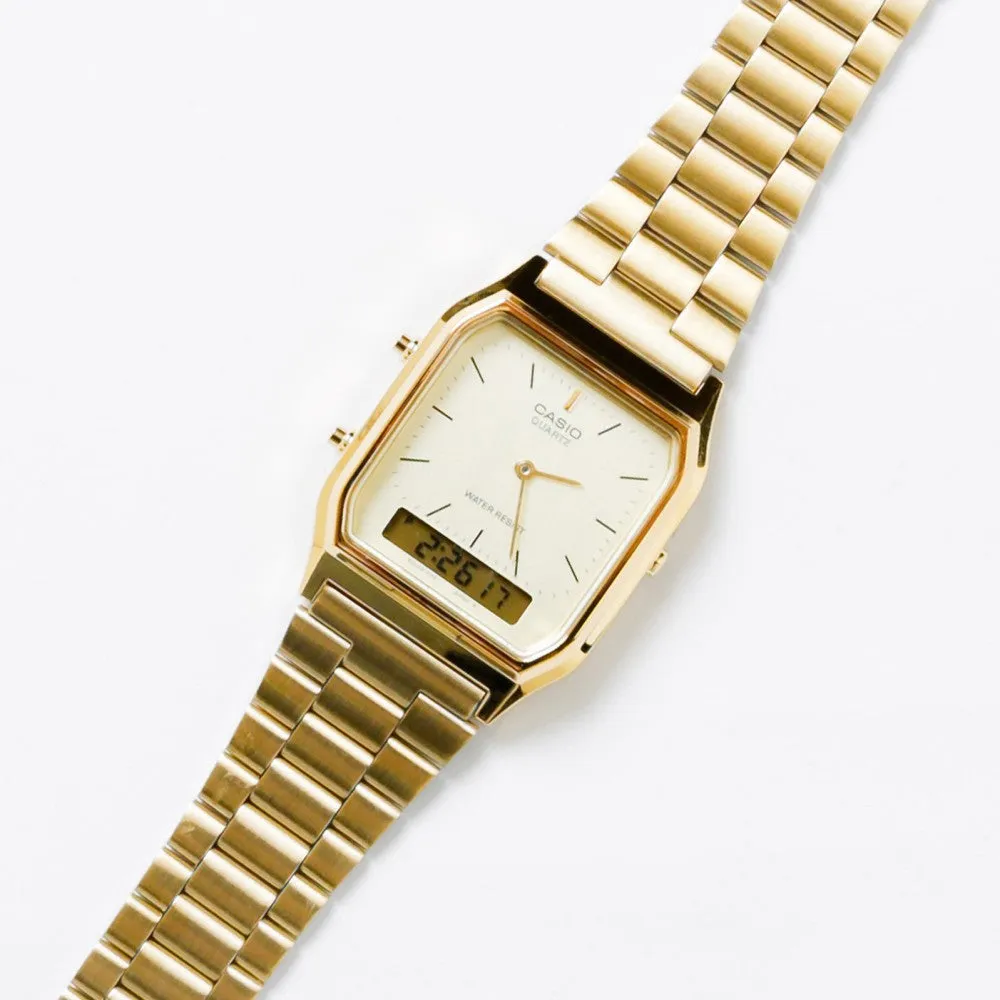 Casio Classic Gold Steel Analogue-Digital Unisex Watch - AQ230GA-9DS